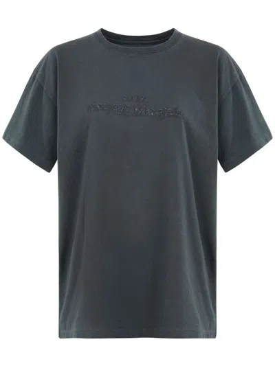Maison Margiela Embroidered Logo Crew Neck T-shirt In Black