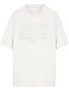 Maison Margiela Cream Cotton T-shirt With Embossed Logo In Beige