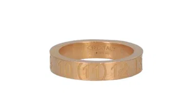 Maison Margiela Logo Detailed Ring In Yellow Gold Plating Burattato