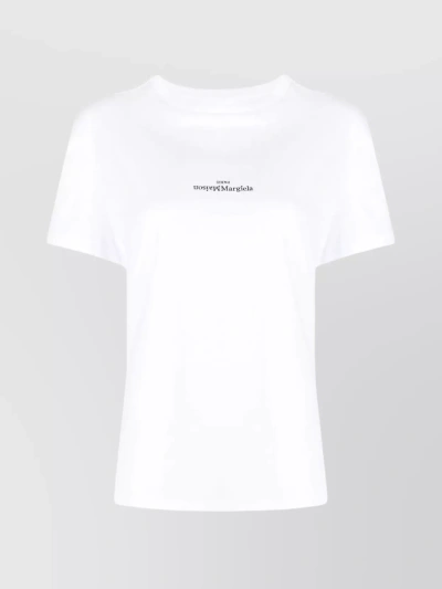 Maison Margiela Logo Distort Crew Neck T-shirt With Short Sleeves In White