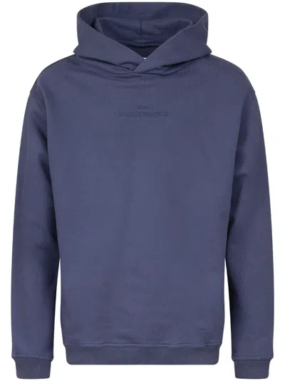 Maison Margiela Logo-embroidered Cotton Hoodie In Blue