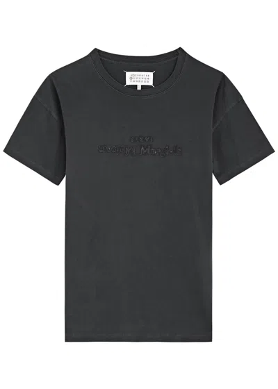 Maison Margiela Logo-embroidered Cotton T-shirt In Black