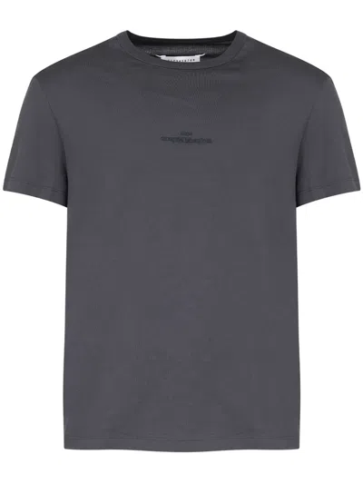 Maison Margiela Logo-embroidered Cotton T-shirt In Grey