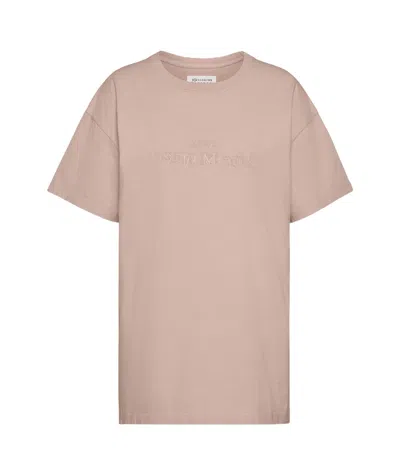 Maison Margiela Logo-embroidered Cotton T-shirt In Nude