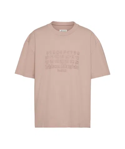 Maison Margiela Logo-embroidered Cotton T-shirt In Nude