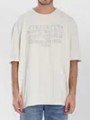 Maison Margiela Cream Cotton T-shirt With Embossed Logo In White