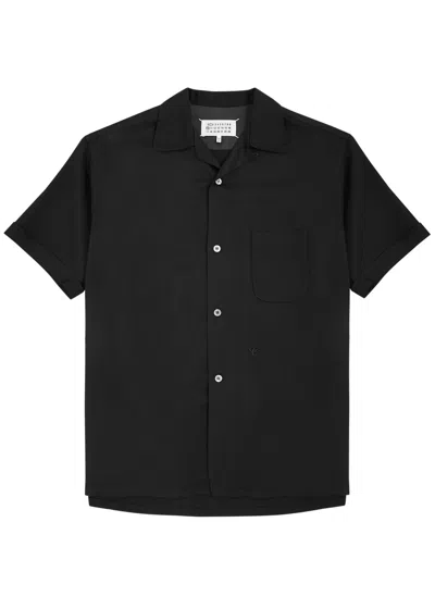 Maison Margiela Logo-embroidered Jersey Shirt In Black