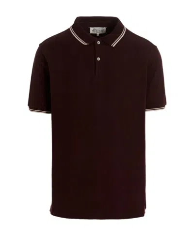 Maison Margiela Logo Embroidered Polo Shirt In Black