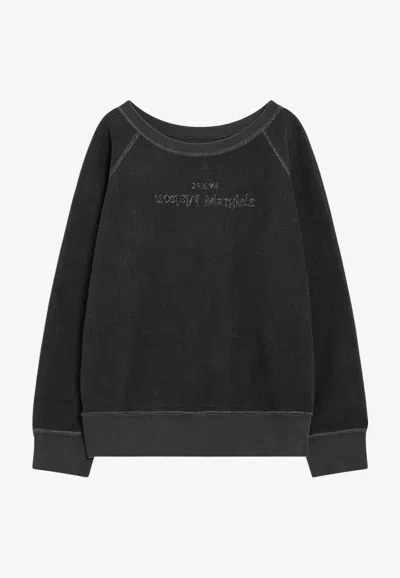Maison Margiela Logo Embroidered Sweatshirt In Black