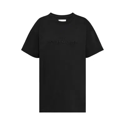 Pre-owned Maison Margiela Logo Embroidered T-shirt 'black' | Women's Size M