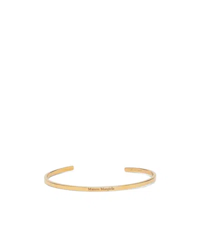 Maison Margiela Logo Engraved Bracelet In Yellow