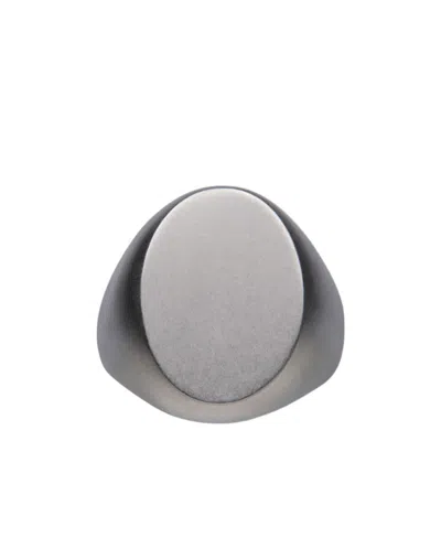 Maison Margiela Logo-engraved Brushed Finish Signet Ring In Gray