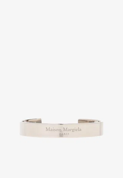 Maison Margiela Logo-engraved Cuff Bracelet In Silver