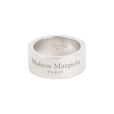 Maison Margiela Logo Engraved Ring In Silver