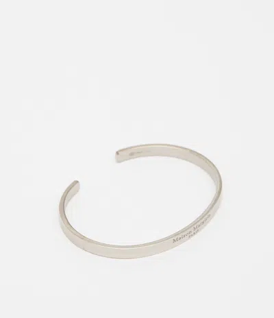 Maison Margiela Logo Engraved Silver Cuff Man Silver