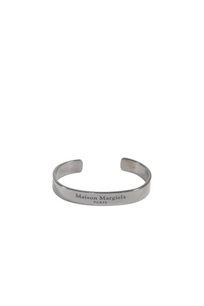 Maison Margiela Logo Engraved Slip In Silver