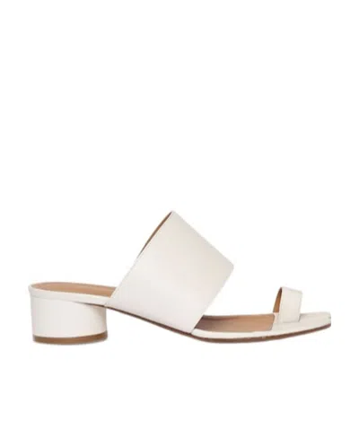 Maison Margiela Mm6 Leather Thong Sandals With Lacquered Heel 5cm In White