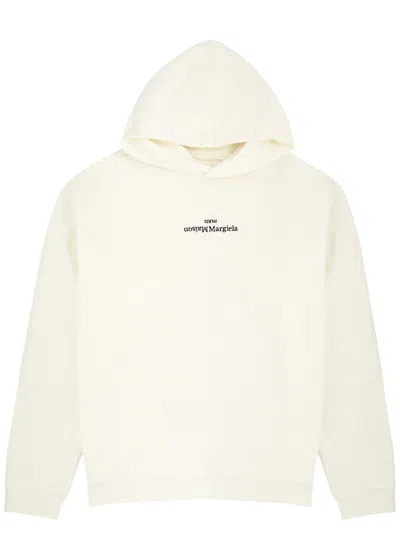 Maison Margiela Logo Hooded Cotton Sweatshirt In Cream