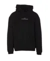 Maison Margiela Black Logo Cotton Hoodie In Black/ White Embroidery