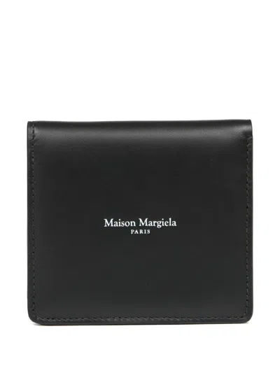 Maison Margiela Logo Leather Wallet In Black