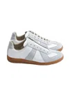 Maison Margiela Women Replica Low-top Leather Sneakers With Suede Inserts In White