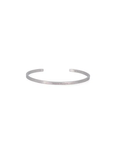 Maison Margiela Logo Open Bracelet In Metallic