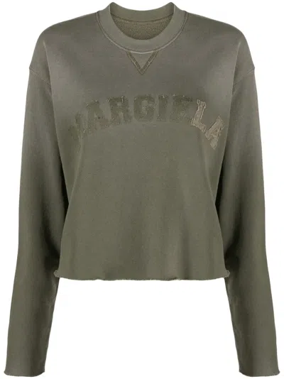Maison Margiela Organic Cotton Memory Of Logo Sweatshirt In Green