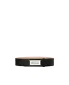 Maison Margiela Black Leather Belt With Logo Detail In Black