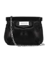 Maison Margiela Puffy Jet-black Leather Bag With Logo Patch And Silver Hardware In Black