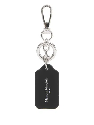Maison Margiela Logo-plaque Keyring In Neutral