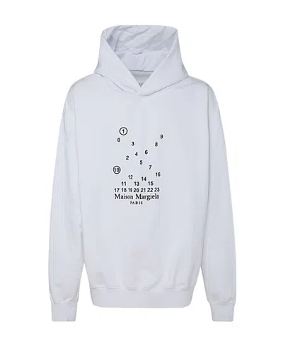 Maison Margiela Logo-embroidered Cotton Hoodie In White