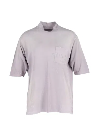 Pre-owned Maison Margiela Logo-print Distressed T-shirt In Purple