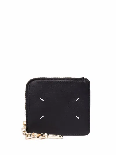 Maison Margiela Logo-print Leather Wallet In Schwarz