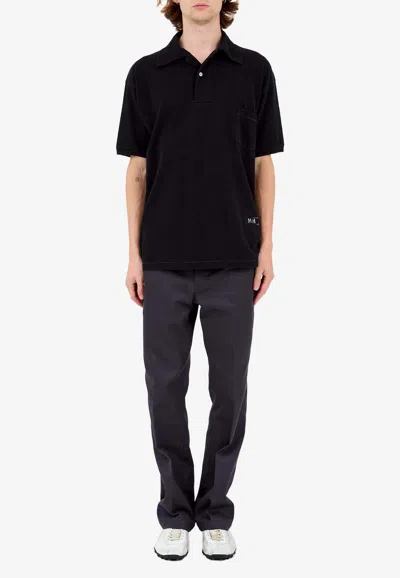 Maison Margiela Logo Print Short-sleeved Polo T-shirt In Black