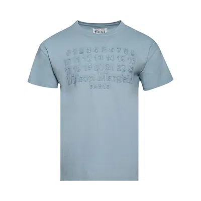 Pre-owned Maison Margiela Logo Print T-shirt 'baby Blue' | Men's Size Xs