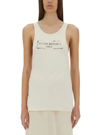 Maison Margiela Logo-print Tank Top In White