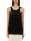 Maison Margiela Logo Stamp Tank Top In Black