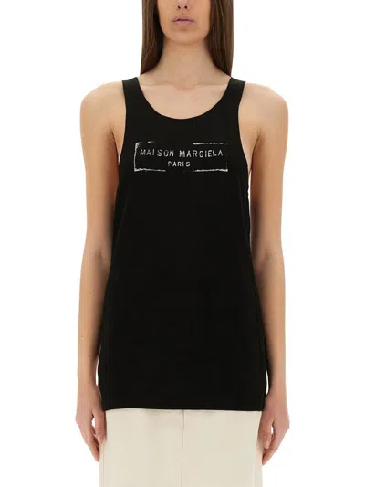 Maison Margiela Sleeveless Cotton Jersey Top In Black