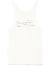 Maison Margiela Beige Top With Wide Neckline And Logo Printed On The Front In Viscose And Cotton Blend Woman In Neutrals