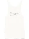 Maison Margiela Beige Top With Wide Neckline And Logo Printed On The Front In Viscose And Cotton Blend Woman In Neutrals