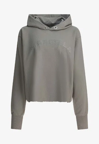 Maison Margiela Logo-printed Hooded Sweatshirt In Gray
