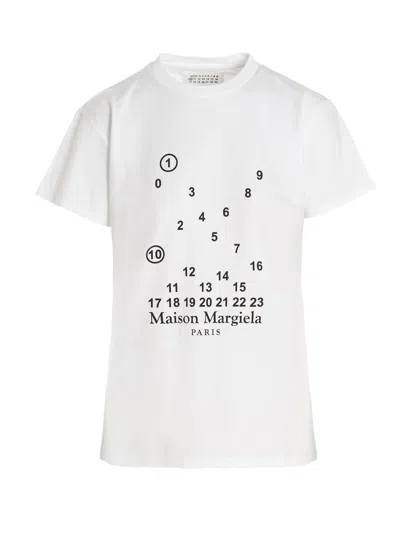 Maison Margiela Mm1 Mm10 Cotton Crew-neck T-shirt With Contrasting Monogram In White