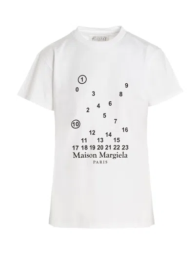 Maison Margiela Mm1 Mm10 Cotton Crew-neck T-shirt With Contrasting Monogram In White