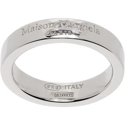 Maison Margiela Logo Reference Ring In 102 Polished Silver
