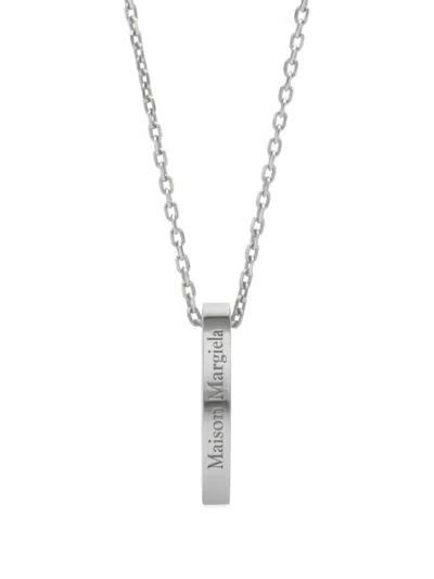 Maison Margiela Logo Ring Pendant Necklace Accessories In Silver