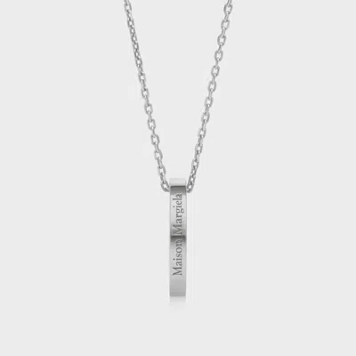Maison Margiela Logo Ring Pendant Necklace Unisex Silver In White