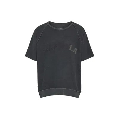Maison Margiela Logo Short-sleeve Sweatshirt Man Black In Gray