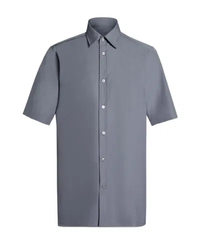 Maison Margiela Logo Short-sleeved Shirt In Gray