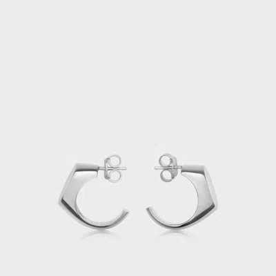 Maison Margiela Logo Signet Earrings Unisex Silver In White