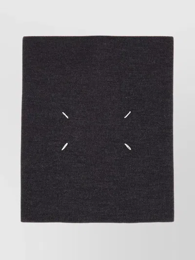 Maison Margiela Logo Square Scarf Contrast Stitching In Gray